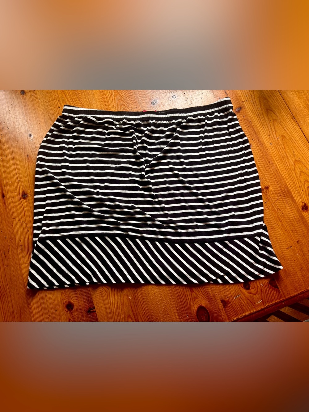 Merona Black & White Striped Knit Mini Skirt